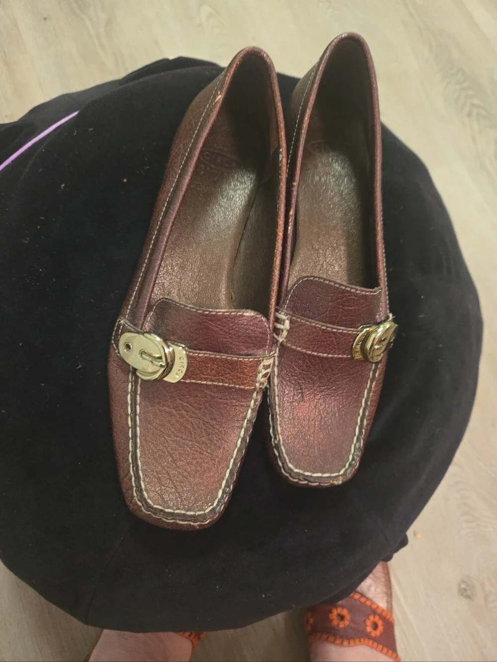NWOT CIRCA JOAN AND DAVID Metalic Brown Leather Slip-On Loafers Sz 6.5